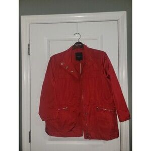 Talbots Spring Rain Coat RED Jacket With SnapOn Hood Preppy Outdoors Size 16P